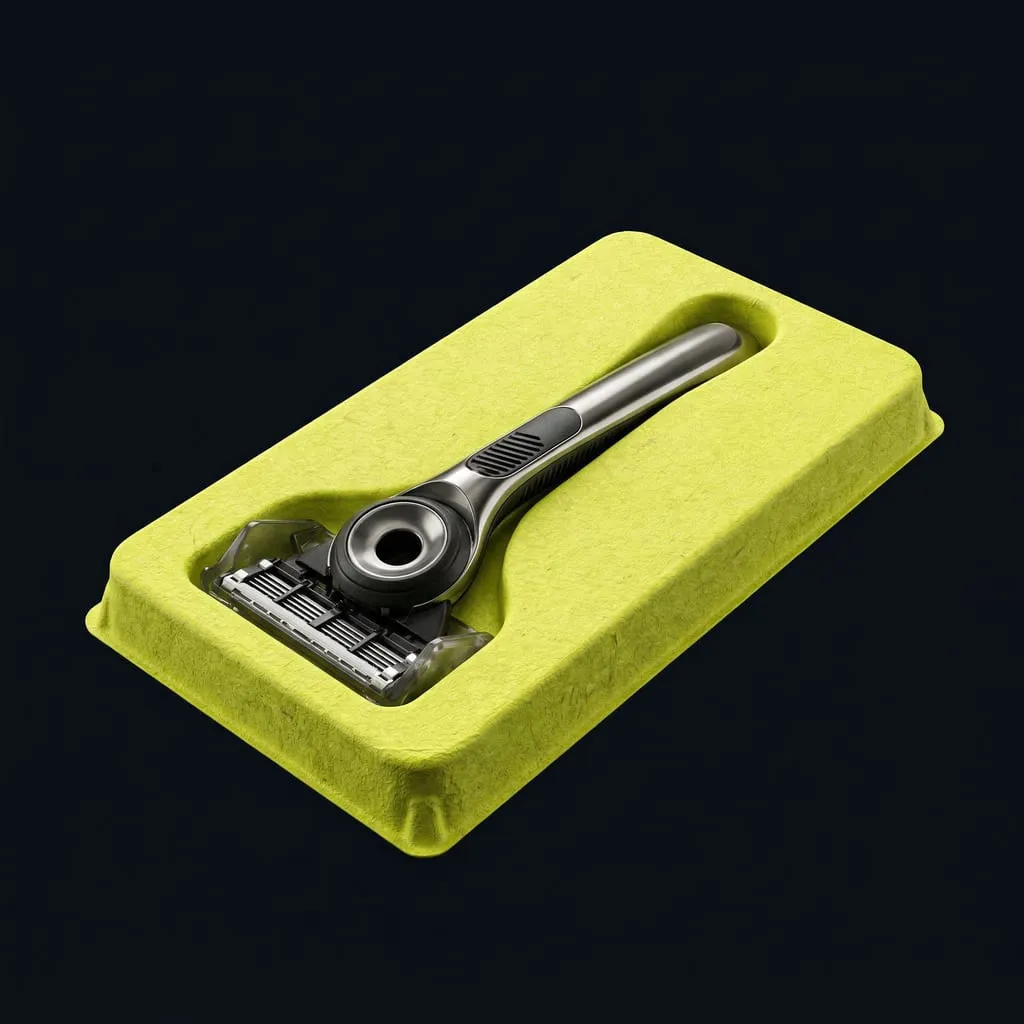 Inlay in Carta Verde Fibra Vergine Rasoio Fissaggio Prodotto ScaPAP — Scafa Thermoforming