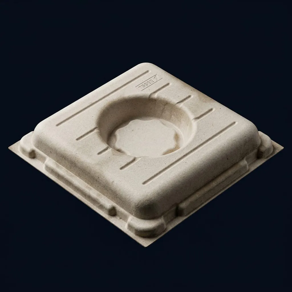Pezzo Stampato in Fibra Carta Riciclata Cavità Rotonda Molded Fiber Riciclabile — Scafa Thermoforming